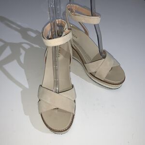 Cole Haan Shoes Womens 10.5 Beige Cloudfeel Suede Espadrille Wedge Sandals